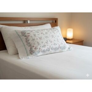 Vintage Springmaid Grace Kelly Floral Pillowcase Pink Blue White Percale USA